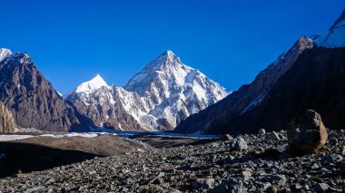 K2 and Broad Peak from Concordia in the Karakorum Mountains Pakistan clipart