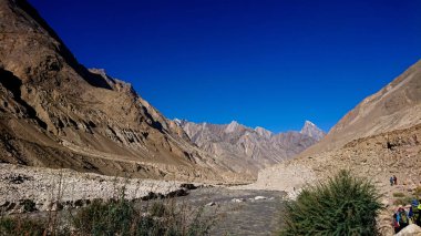 Braldu Nehri Kuzey Pakistan, K2 manzara trekking iz karakurum aralığında, Pakistan karakurum Dağları'nda trekking