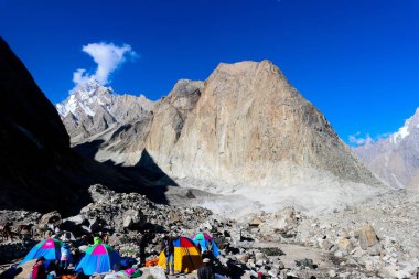 Trango Kulesi aile karakurum aralığında, K2 Base Camp, Pakistan, Asya
