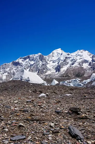 Pico Montaña Masherbrum Campamento Goro Una Mañana Campamento Base Pakistán — Foto de Stock