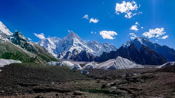 Masherbrum Hegy Csúcsa Goro Táborban Egy Reggel Base Camp Pakisztán — Stock Fotó