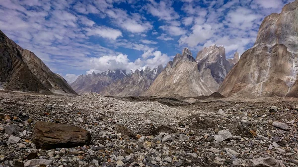 Pico Montaña Masherbrum Campamento Goro Una Mañana Campamento Base Pakistán —  Fotos de Stock