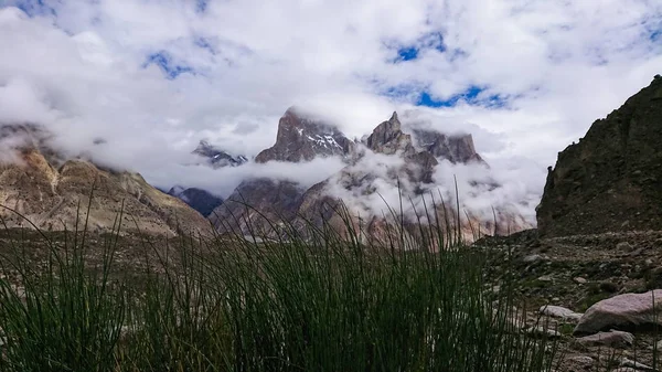 Pico Montaña Masherbrum Campamento Goro Una Mañana Campamento Base Pakistán — Foto de Stock