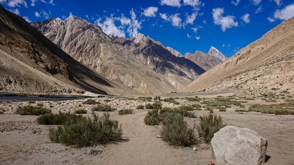 Senderismo Largo Del Río Braldu Las Montañas Del Karakorum Norte — Foto de Stock