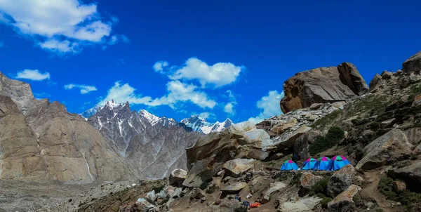 Keluarga Menara Trango Pegunungan Karakoram Base Camp Pakistan Asia — Stok Foto