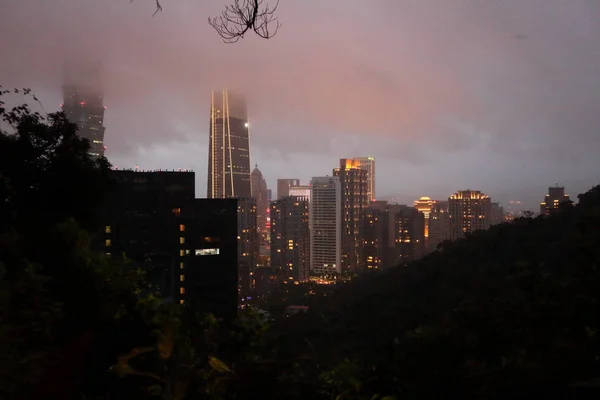 Taipei Ciudad Taiwán Skyline Atardecer Desde Vista Ciudad Taipei Hacer —  Fotos de Stock