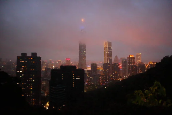 Taipei Ciudad Taiwán Skyline Atardecer Desde Vista Ciudad Taipei Hacer —  Fotos de Stock