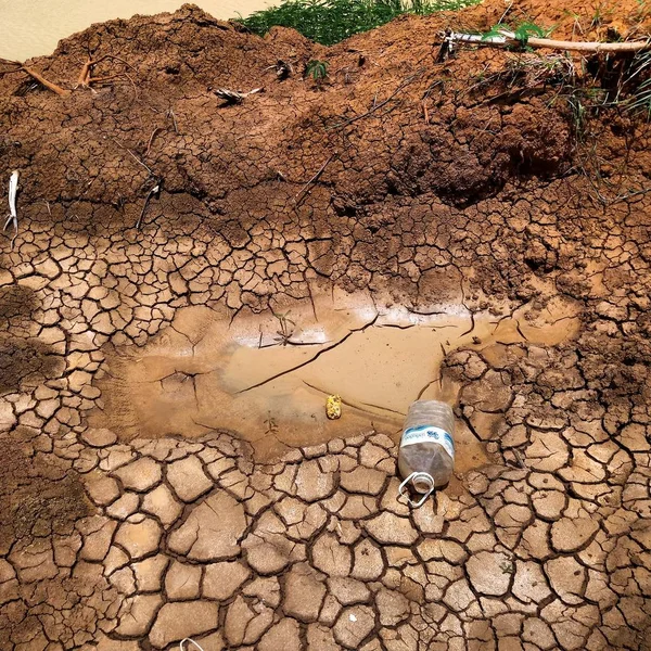 Primer Plano Tierra Seca Agrietada Textura Del Suelo Seco Una —  Fotos de Stock