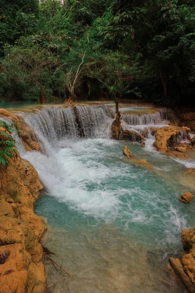 Тат Куанг Водопады Прекрасный Пейзаж Луанг Прабанге Лаос — стоковое фото