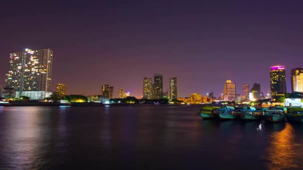 Tiempo Caducidad Vídeo Larga Exposición Bangkok Río Chao Phraya Por — Vídeos de Stock