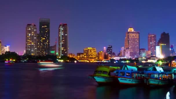 Tiempo Caducidad Vídeo Larga Exposición Bangkok Río Chao Phraya Por — Vídeos de Stock