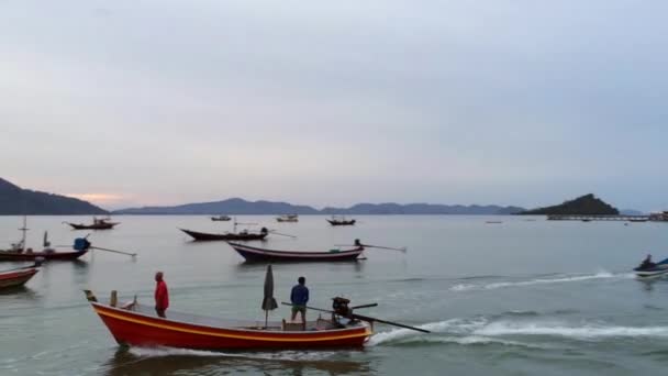 Beau Coucher Soleil Sur Mer Koh Pitak Province Chumphon Est — Video