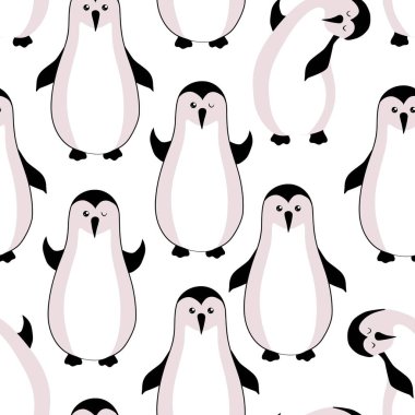 hayvan karakter sevimli penguen desen beyaz arka plan