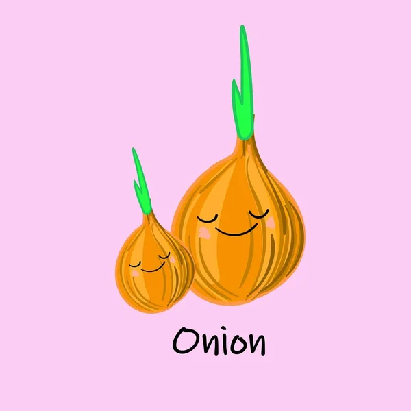 Verduras de dibujos animados lindo con sonrisas en las caras y las emociones. CARTAS PARA LA EDUCACIÓN DE LOS NIÑOS. Lindo carácter vegetal . — Vector de stock