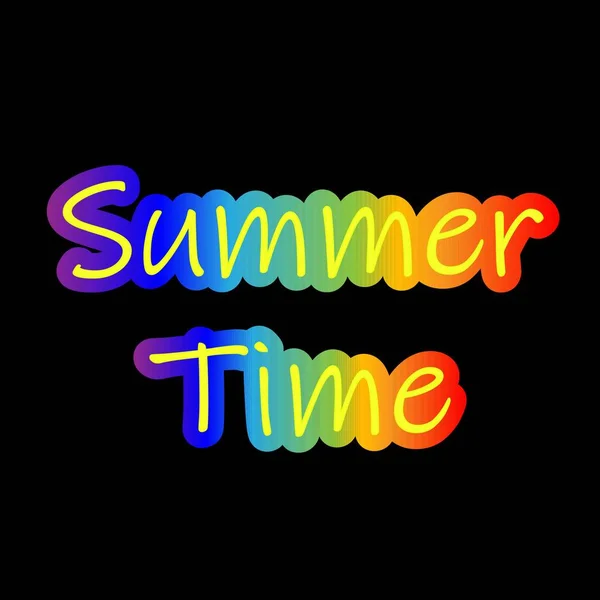 Θερινή ώρα γραφή διάνυσμα λογότυπο. επιγραφή Γεια σας καλοκαίρι. αφίσα για ένα καλοκαιρινό πάρτι, μια παραλία και διακοπές για παιδιά, ΛΟΑΤ. — Διανυσματικό Αρχείο