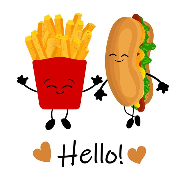 Affiche de la Journée nationale des hot-dogs avec un drôle de hot-dog dessin animé. Étiquette ou timbre pour hot dog day . — Image vectorielle
