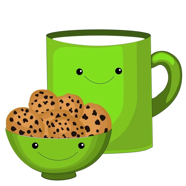Симпатичный чайный чашечек с симпатичными лицами. Emoji doodle objects.Cute чай пакет набор. Набор смайликов со щеками и глазами. Цветные красивые каракули характер в плоских конструкций  . — стоковый вектор