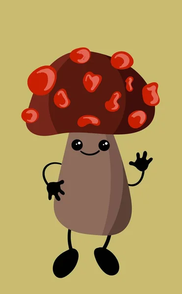 Paddestoelen karakter Magic herfst paddestoelen voor kinderen s leren of logo voor uw ontwerp of paddestoel bedrijf. — Stockvector