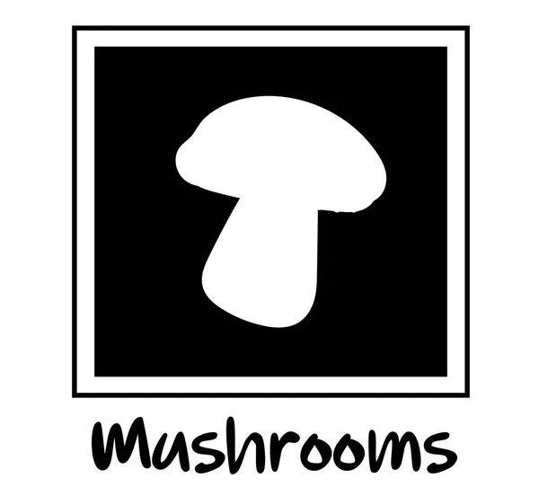 Мила колекція грибів на чорному тлі. Грибні наклейки для дитячої творчості, етикетки для продуктів або логотип для фермера . — стоковий вектор