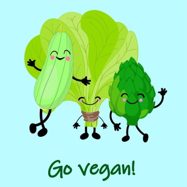 Bitki çizgi film karakterleri eğlenceli bir koleksiyon. Vektör sebze izole eder. Çeşitli sevimli mutlu sebze karakterleri ayarlayın. Vektör düz illüstrasyon