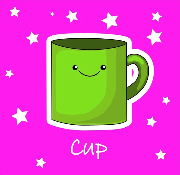 Чашка векторного символа чая. Кубок матч. розовый фон. символ .. — стоковый вектор
