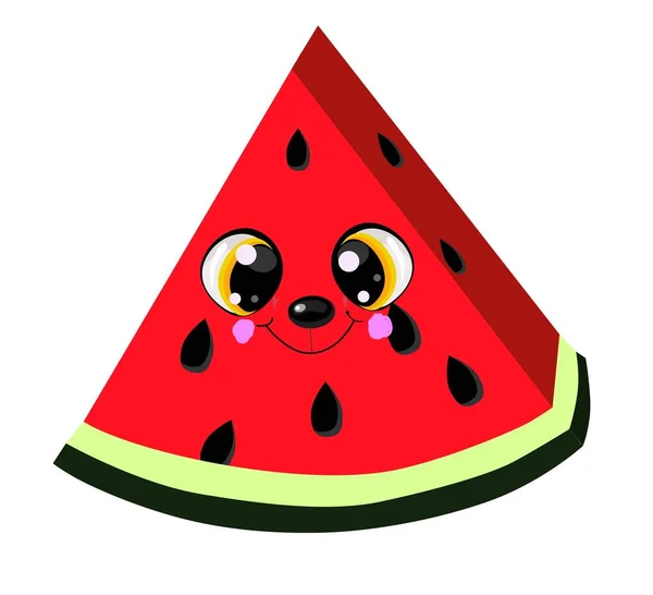 Cute cartoon watermelon enjoying the summer season. — Stock Vector