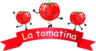 la tomatina posternin nnovative illüstrasyon, domates savaş görüldü - Vektör.