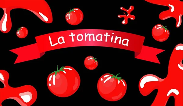拉托马提纳节番茄节，背景，平面卡通矢量插图. — 图库矢量图片