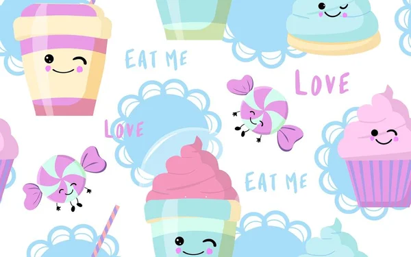 Niedlichen Hintergrund für instagram Geschichte sweets.delicious Baiser-Symbol. Vektor italienischen Stil Muster, italienische Creme, — Stockvektor