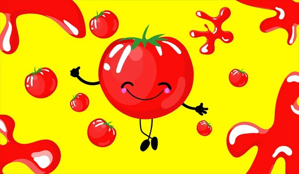 La Tomatina Festival Tomatoes Festival, fundo, ilustração vetorial de desenhos animados planos . — Vetor de Stock