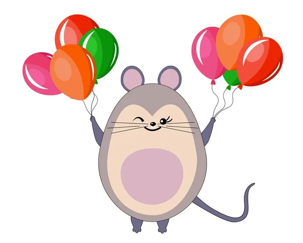 Маленькая крыса символа зодиака 2020 года. Китайский Новый год . — стоковый вектор
