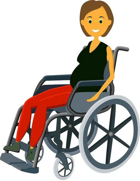 Une femme enceinte est assise dans un fauteuil roulant .. — Image vectorielle