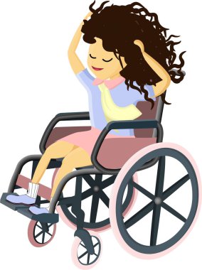 Okul üniformalı bir kız. Engelliler için eğitim..