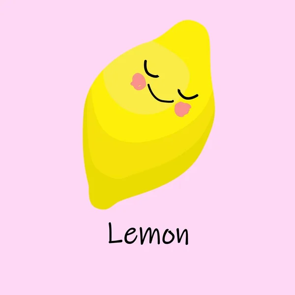 Citron. legrační komiksový charakter. učení slov. interaktivní karty pro děti. — Stockový vektor
