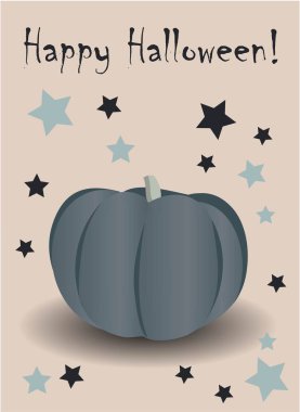 Cadılar Bayramı kartpostalı. Karanlık bir arka plan üzerinde sevimli kabaklar. Ölülerin sihirli gecesi.