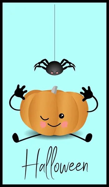 Funny calabazas están jugando. Feliz Halloween postal calabazas divertidas — Archivo Imágenes Vectoriales