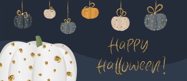 cadılar bayramı için yatay kartpostal. afiş karanlık. Balkabağı ile poster. Tüm yaşam gecesi.