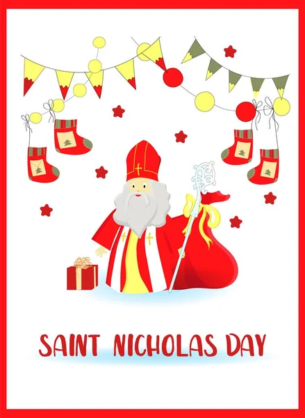 kopya ile Sinterklaas düz illüstrasyon