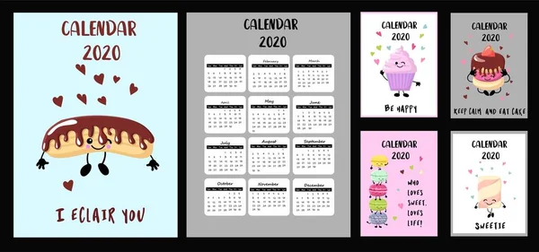 Rok 2018 2019 2020 šablona návrhu kalendáře, jednoduchá a — Stockový vektor