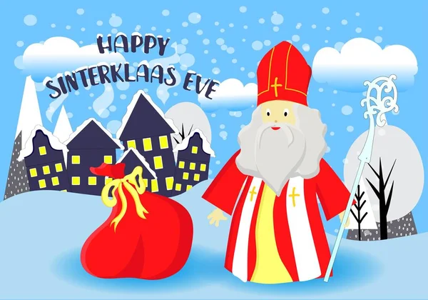Aziz Nicholas Günü için tebrik kartı. Felemenkçe'den çeviri: Happy St. Nicholas Day