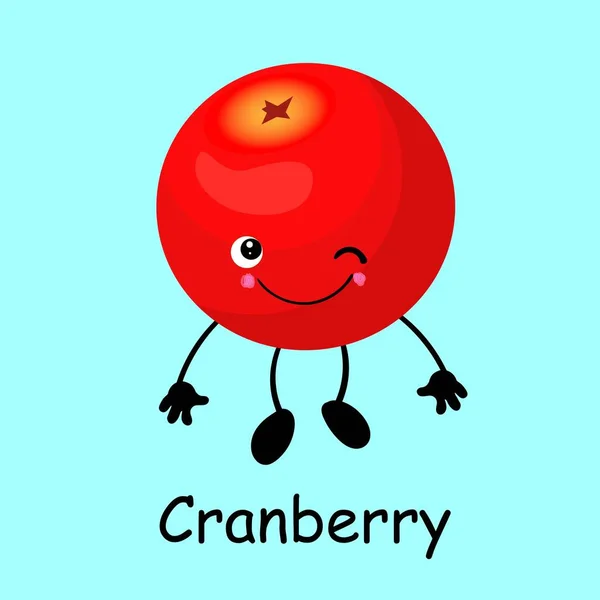 Caráter de cranberry, groselha groselha engraçada com rosto, olhos e sorriso. Comida saudável. Vitaminas e minerais outono . — Vetor de Stock