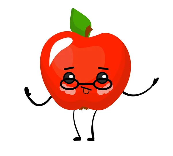 Personagem Apple em um fundo branco isolado. Frutos vermelhos .. — Vetor de Stock