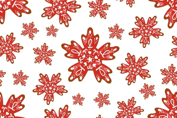 Рождественский бесшовный узор с кавайи, текстура для рождественских пряников печенье с глазурью для текстиля, альбом, оберточная бумага, новогодний вектор украшения . — стоковый вектор