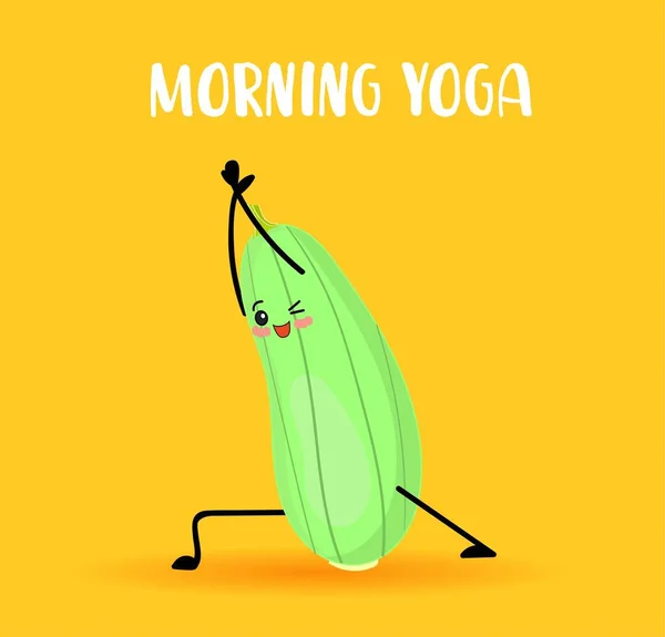 Zucchini maakt yoga assans. Plantaardig karakter.. — Stockvector