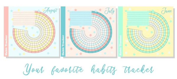 Habit Tracker Leeg Kogelblaadjes Sjabloon Maandelijkse Planner Vector Illustratie Organisator — Stockvector