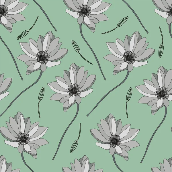 Motif Floral Moderne Modèle Fleurs Sauvages Fond Vert Clair Fleurs — Image vectorielle