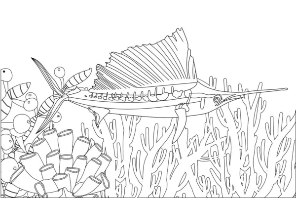 ระบายส ปลาแปลกใหม านคร สตจ ทะเล ปลาทะเล ปแบบเวกเตอร — ภาพเวกเตอร์สต็อก