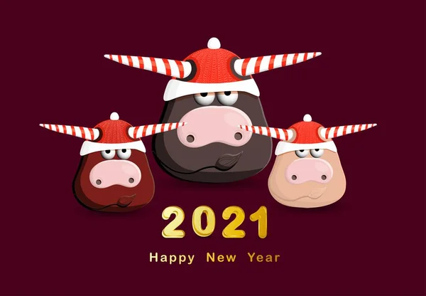 2021 yılı. Beyaz Boğa Kutlama Yılı afişi. Mutlu yıllar.