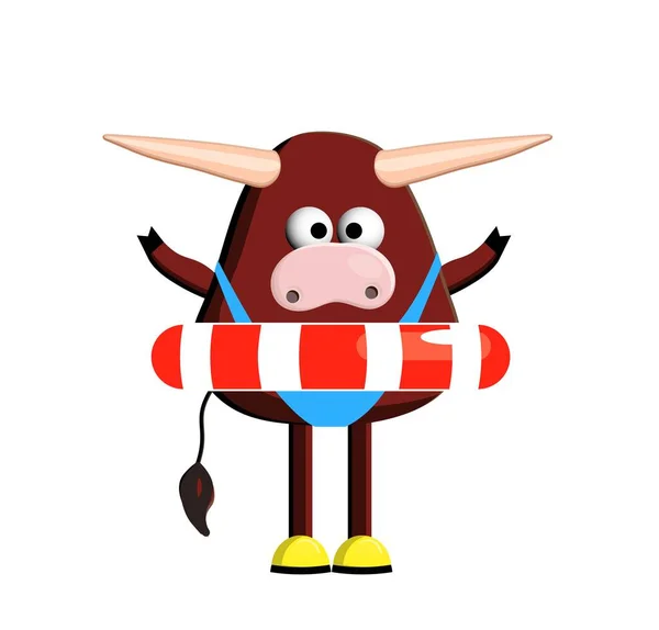 Tjuren Symbol För 2021 Zodiac Taurus Kalvens Oxen Söt Isolerad — Stock vektor