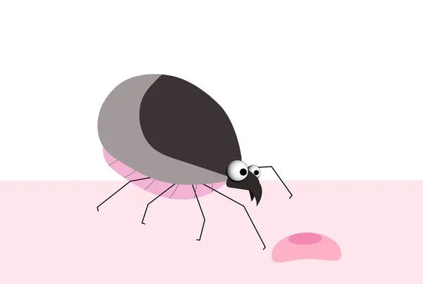 Bug Tik Bloedzuigende Parasiet Insectenplaag Aankruisen Karakter Vector Illustratie — Stockvector